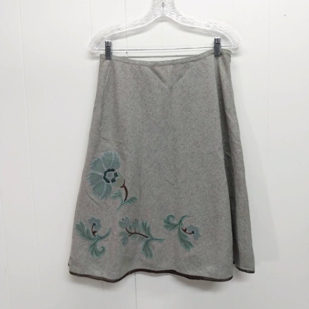 J Jill Womens 10 Wool Silk Blend Applique A Line